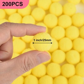 ANPUNAT 200 Pcs Craft Pom Poms 1 Inch Felt Balls for Kids DIY Art Creative Crafts Projects and Decoration(Yellow)