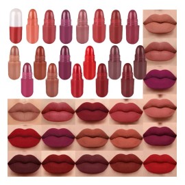 Set 18 Labiales Mate En Barra De Larga Duración 220-m418-18pcs Lipstick Capsule Set