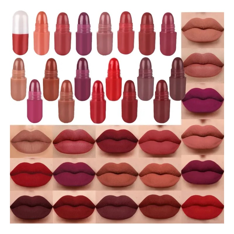 Set 18 Labiales Mate En Barra De Larga Duración 220-m418-18pcs
