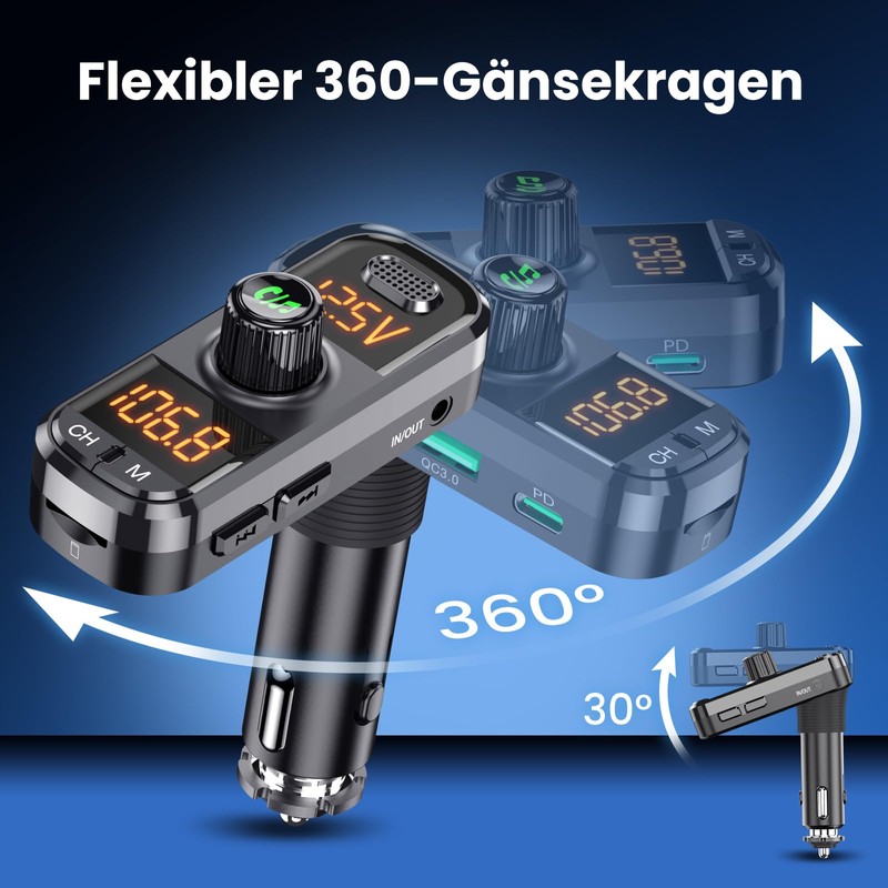 Bluetooth Adapter Car, GizmoVine FM Transmitter, Aux Bluetooth Transmitter Car