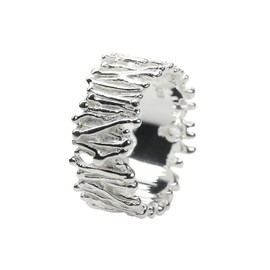 SILBERMOOS XL XXL Rings in Large Sizes Women Men Partner Ring Chopsticks Roots Stripes Extravagant Matt Shiny Sterling Silver 925 Size 64 66 68 70, Sterling Silver, Not applicable