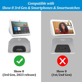 PlusAcc Adjustable Charging Station for Show 8 (3rd Gen) & Phone - Stand with USB C and USB A Charging Ports Charging Station for Smartphones, Smartwatch Headphones and Show 8 3rd Gen (White)