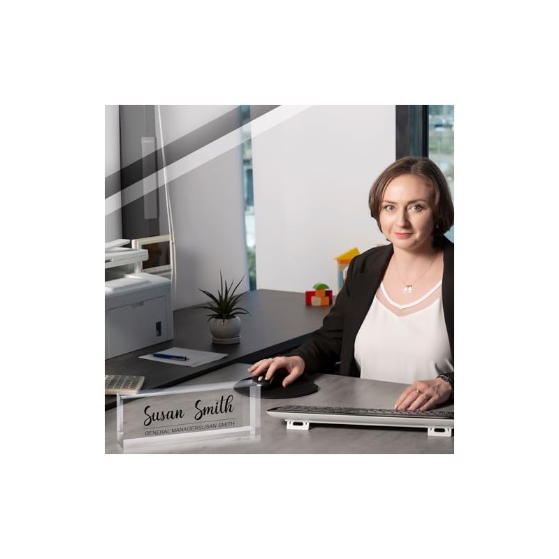 Yousoontic 2 Pcs Clear Acrylic Blocks for Display Blank Name