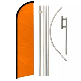 Unbranded Solid Color Orange Full Curve Windless Swooper Flag Pole Kit Orange Flag