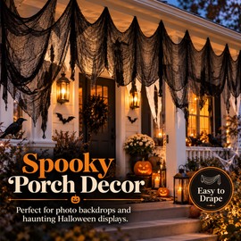 Halloween Creepy Cloth for Haunted Decor – 76 x 198 cm Black Gauze Netting for Walls, Parties & Spooky Scenes