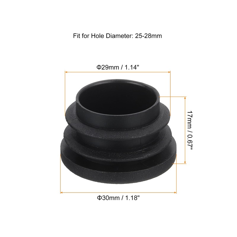 uxcell 18 Pcs Round Plastic Plug, Black Tubing End Cap