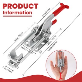 8 Pack Heavy Duty Toggle Clamp Latches 431 Type, 2000Lbs Holding Capacity Adjustable Latch U Bolt Self Lock Toggle Latch Smoker Lid Latch for Tire Carrier Latch Trailer Latch Door Latch Hardware