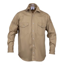 Flame Resistant FR Welding Shirt - 100% C - 9 oz (4XL, Khaki)