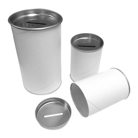 jewFadz.com Cardboard White Charity Tube 3x5 inches bulk Boxes for Fundraising with Slot and Removable Tin ToP (50)