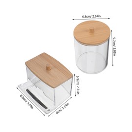 FOMIYES 3pcs Clear Holder with Bamboo Lids Leakproof Dispenser for Makeup Organizers Vanity Storage for Cotton Buds Floss Bath Salts Efficient Visible Organization