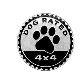 Dog Emblem rated Badge 4 x 4 Metal Car Badge 3D Decorative Fender Hook Trunk Badge Decal Sticker Compatible Wrangler Vehicle Truck SUV(Dog rated)