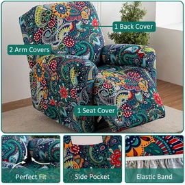 NILUOH Recliner Covers 4 Pieces Stretch Lazy Boy Recliner Chair Covers That Stay in Place, Covers for Electric Power Lift Reclining Chair, Washable Furniture Protector for Pet, Kids, Living Room