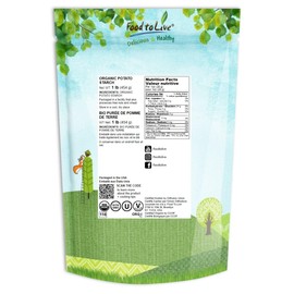 Food to Live Organic Potato Starch, 1 Pound - Unmodified Powder, Non-GMO, Pure Flour, Kosher, Vegan, Bulk, Great for Cooking, Baking, and Thickening Souces, Soups and Gravy
