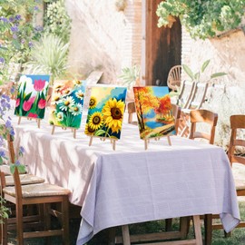 AmazingSpark 16 Pcs Pre Drawn Canvas Stretched Pre Printed Canvas Bulk 8" x 10" Sip and Paint Party Kit for Artist DIY Art Party Favors Adult's Date Night(Spring and Summer)