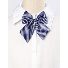 Allegra K School Ribbon, Ribbon Tie, Uniform, Bowtie, Bowtie, Adjustable, Striped Pattern, Girls, blue (navy blue)