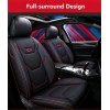 Black Red PU Leather Car Seat Cover Front + Rear