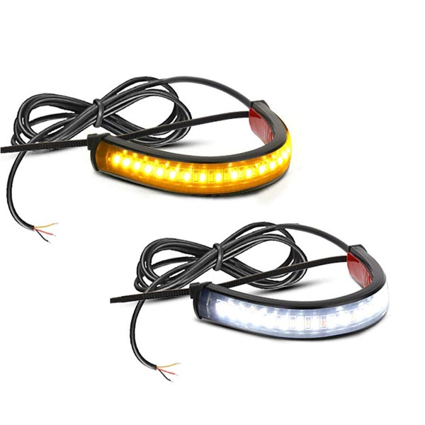 CoCsmart CoCsmart 2PC Flexible Switchback Dual-Color White & Amber Motorcycle