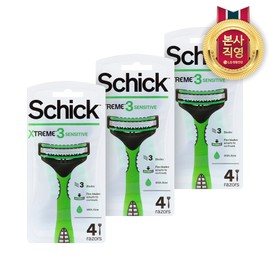 Schick Extreme 3-Blade Disposable Razor, 4 packs of 3 / 쉬크 익스트림 3중날 일회용 면도기 4입 3개