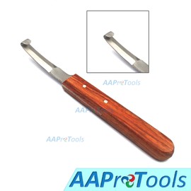 AAProTools Hoof Knife Small Double Edge Right Left Hand Sheep Farrier Equine Horse Stainless Steel Blade Wooden Handle