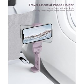 MiiKARE Travel Essentials Airplane Phone Holder, Universal Handsfree Phone Mount for Flying with 360 Degree Rotation, Travel Must Haves Phone Stand for Desk, Tray Table, Purple&Blue
