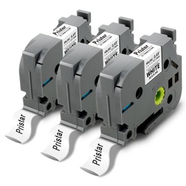 Pristar 3x Compatible with P Touch HSe-241 HSe241 Heat Shrink Tubing Black on White Label Tape HSE 17.7 mm x 1.5 m for Brother PT-E500VP PT-E550WVP PT-P700 PT-P950NW PT-D460BT PT-D600VP PT-E560BTVP