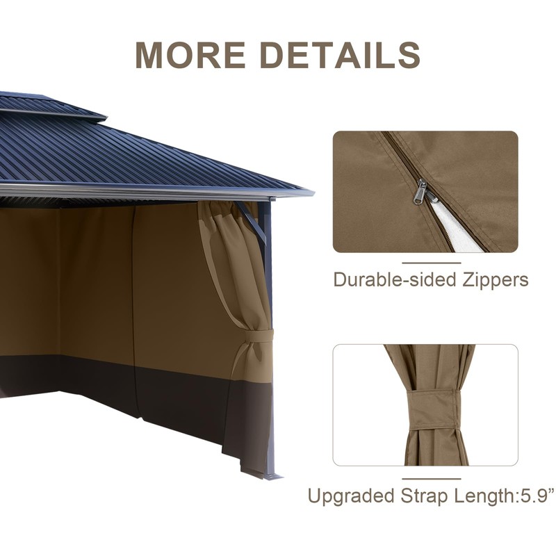 BPS 10' x 10' Gazebo Privacy Curtains with Double Zipper,