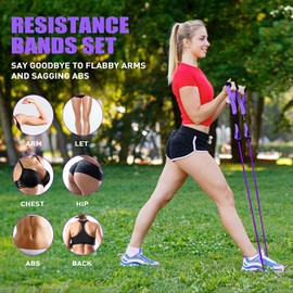 Resistance Bands for Working Out, Resistance Bands with Handles, Exercise Bands Set with Door Anchor and Ankle Straps, Gym Equipment for Fitness Weights Workout at Home for Heavy Resistance Training