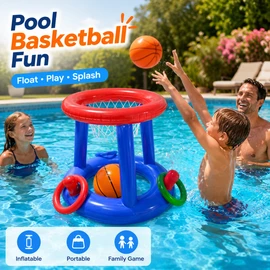 Inflatable Pool Basketball Hoop for Water Games – Floating PVC Hoop Toy for Kids, Families & Summer Parties