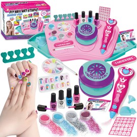 STAY GENT Girls' Nail Art Kit with Nail Dryer, Nail Glitter Pen, Washable Make Up Sets for Girls, Nail Studio, Decoration, Birthday, Pack of 20