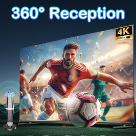 QGClearSO TV Aerial,2025 Indoor Digital TV Aerial with 500+ Miles Range Adjustable Strongest Signal Booster Amplifier for 4K 1080P HDTV & VHF UHF DAB Radio with Magnetic Base