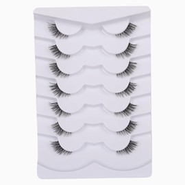 GMAGICTOBO Pestañas postizas naturales medias pestañas cortas Wispy Clear Band Lashes Pack Cat Eye 3D Faux Mink Lashes Pestañas postizas 7 pares Multipack 1 Recuento (Paquete de 7) Negro