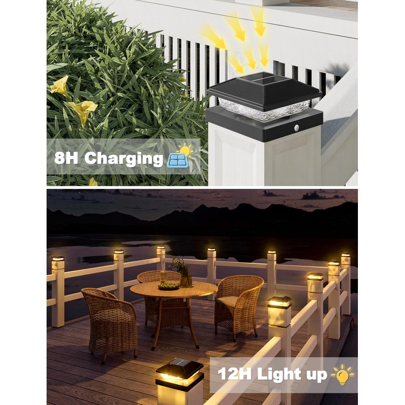 VOLISUN 4x4 Solar Fence - Post Cap Lights 8pack Outdoor