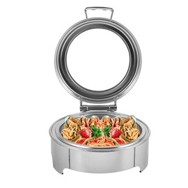 WUSILILU 6.34QT Electric Chafing Dish Buffet Set, 400W Stainless Steel Buffet Server Set Catering Warmer Food Warmers Chafers for Dinner, Parties, Wedding, Party Catering, Round