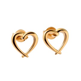 Rachel Galley Silver Heart Stud Earrings for Women in Yellow Gold Plated 925 Sterling Silver Hypoallergenic Ladies Love Heart Shape Earrings for Pierced Ears Flat Back Earrings