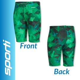 Sporti Boys Swim Jammer Shorts - Chlorine Resistant 4-Way Stretch, UPF50+, Chafe-Free, Lycra Xtra Life Compression Fit for Youth Competitive Swim Team - Green - 24