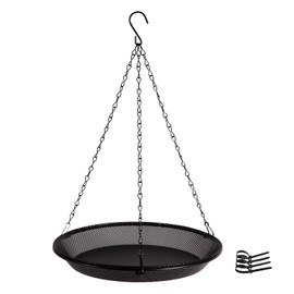 HRAYLTOP Hanging Bird Feeder Bowl with 16.3 inch Iron Hanging Chain Detachable Outdoor Decor for Garden Backyard Patio and Deck - Perfect for Attracting Birds