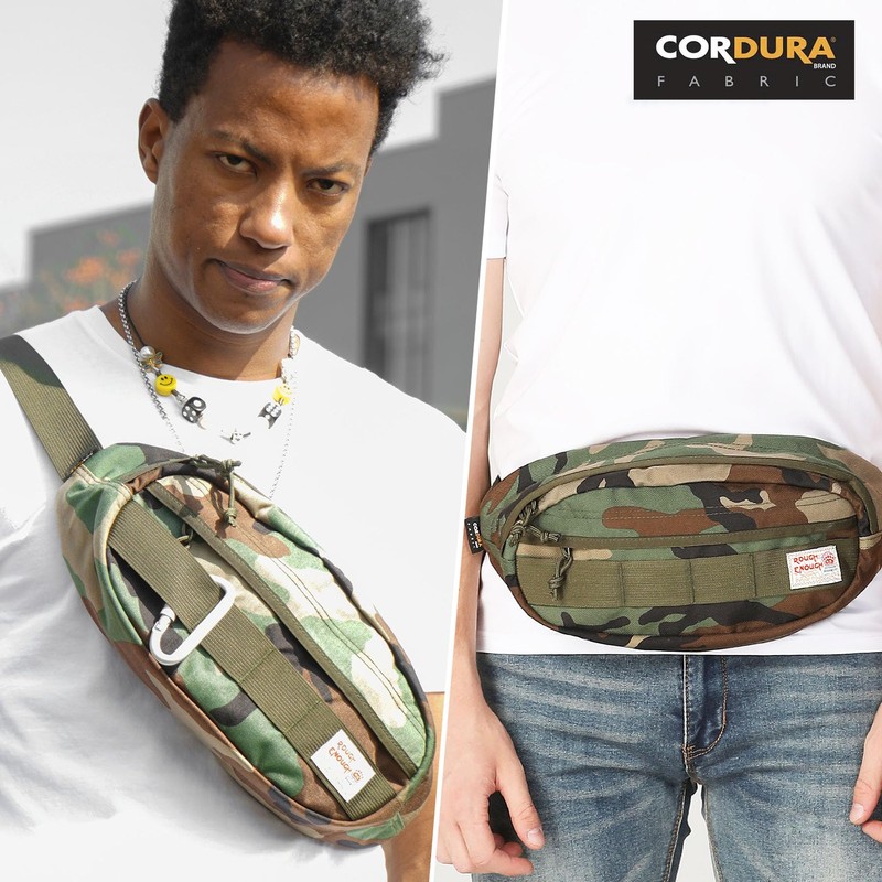 Rough Enough - Riñonera cruzada para hombre, Camo, 14 x