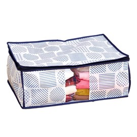 Aimedia Clothing Storage Bag, Storage Case, Storage Box for Clothes, Scandinavian Pattern, Non-woven Fabric, Dustproof, Clear Window Included, Approx. 13.8 x 19.7 x 7.9 inches (35 x 50 x 20 cm)
