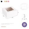 BAKIPACK 25 White Cupcake Boxes, 4 Count Cupcake Containers with