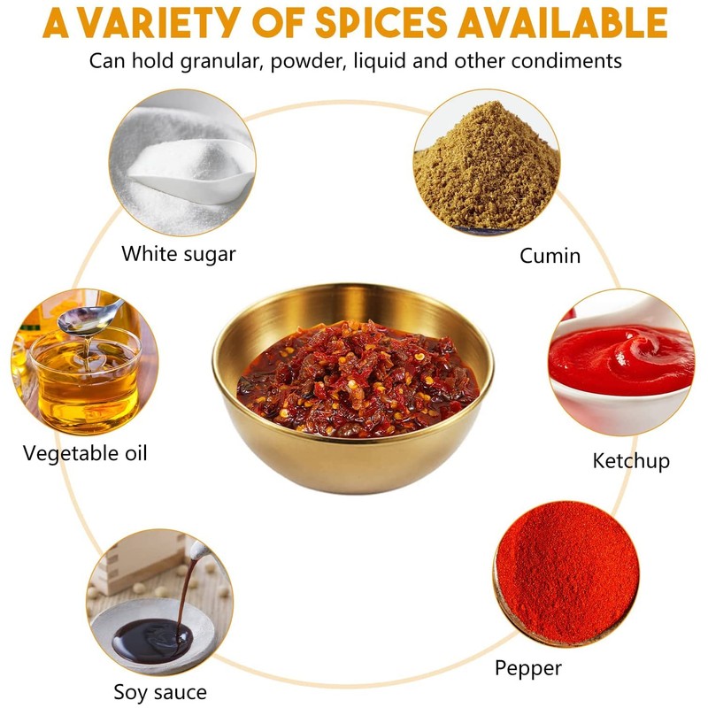 Dipping Bowls, Stainless Steel Dipping Sauce Dishes, Small Round Seasoning