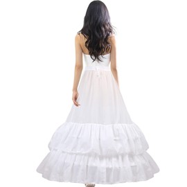 MeiLiMiYu Full Shape Hoop Skirt 2 Ruffles Layers Ball Gown Petticoat Underskirt Slip for Wedding Dress (White)