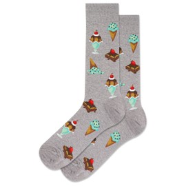 Hot Sox Men's Desserts Crew Socks 1 Pair, Grey Heather, Men's 10-13 Shoe