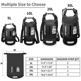 Dry Bag 5L/10L/20L/30L Wet Bag Waterproof Bag with Phone Pouch Double Shoulder Strap Backpack for Travelling Fishing Cycling Kayaking Swimming Boating Beach