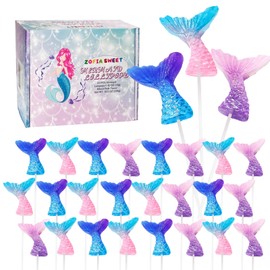 Mermaid Lollipops 24pk, Mermaid Tail Candy Lollipops for Mermaid Birthday Party Favors, Lollipop Mermaid Candy, Mermaid Suckers & Mermaid Treats for Mermaid Party Supplies