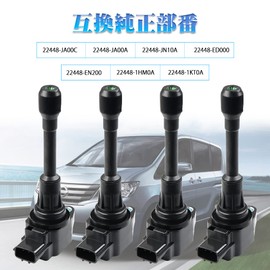 Direct Ignition Coil for Nissan Serena C25 CC25 NC25 CNC25 X-Trail T31 NT31 TNT31 Lafesta B30NB30 22448-JA00C,22448-1KT0A,22448-ED000 (Set of 4)