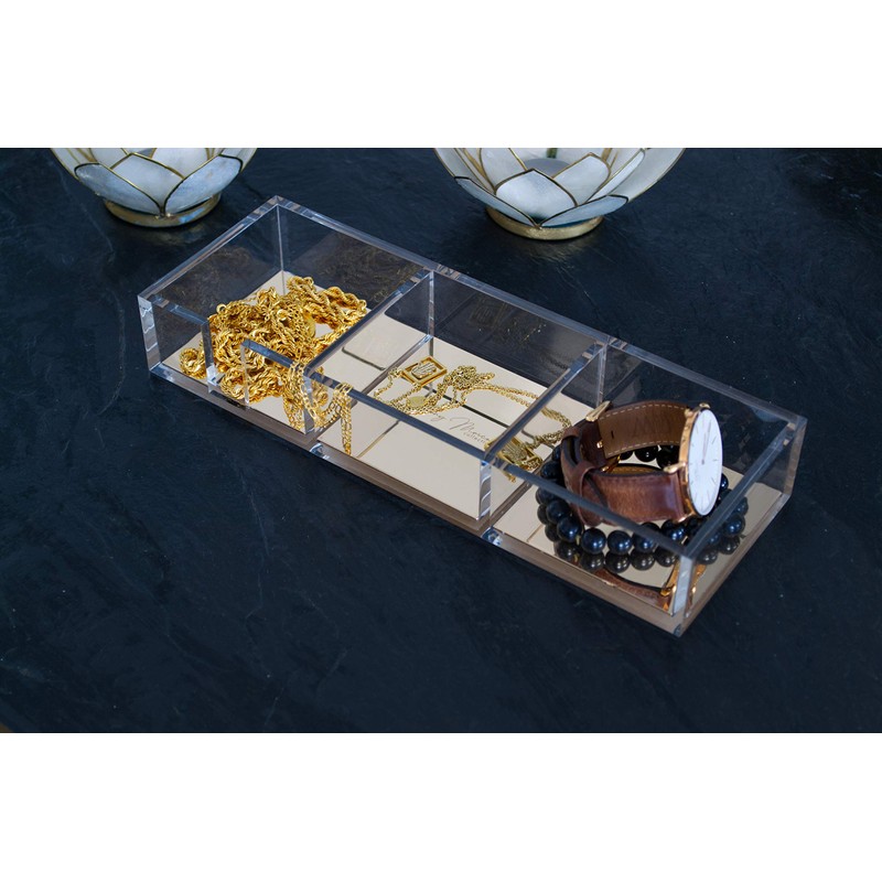 Dany Marcus Desk Organiser Acrylic Transparent with Gold - 3