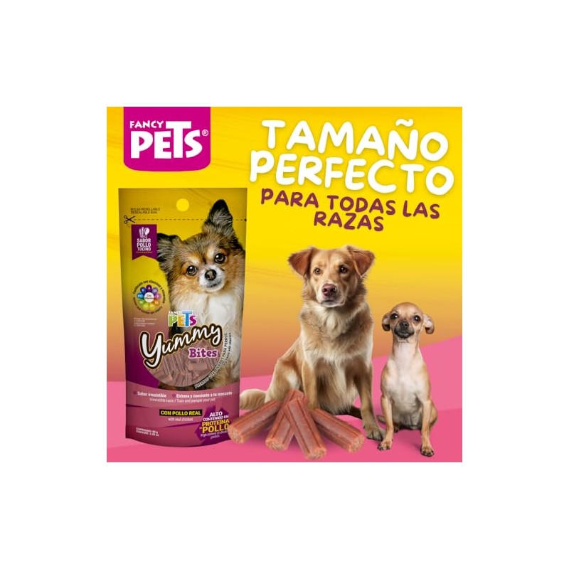 Fancy Pets Premios para Perros Yummy Bites Sabor Pollo-Tocino 80g