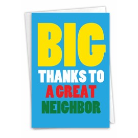 NobleWorks - 1 Thank You Card with Envelope - Gratitude, Thanks Greeting Notecard - Great Neighbor C3234TYG
