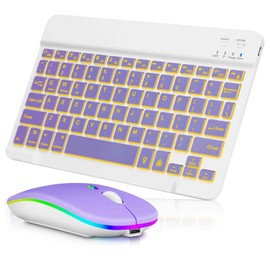 UX030 Lightweight Keyboard and Mouse with Background RGB Light, Multi Device Slim Rechargeable Keyboard Bluetooth 5.1 and 2.4GHz Stable Connection Keyboard Compatible with ‎Hisense HS205 TV