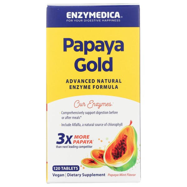 Enzymedica Papaya Gold, Papaya Enzymes Chewable, Organic Digestive Enzymes for